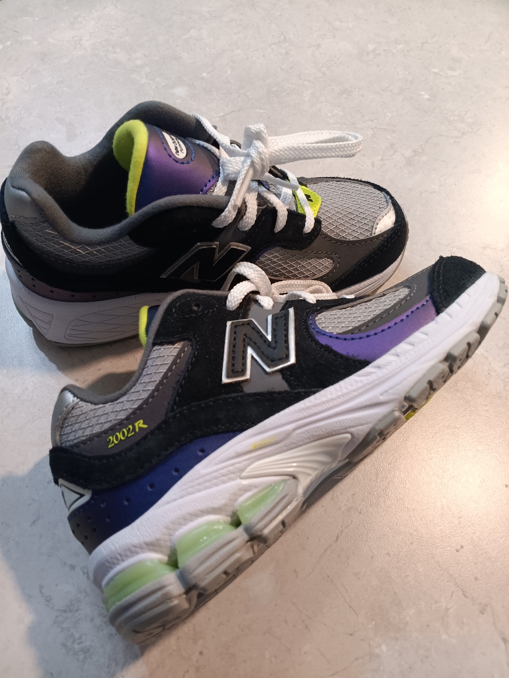 New Balance Kids Sneakers in Black, Gray, Purple & Lime